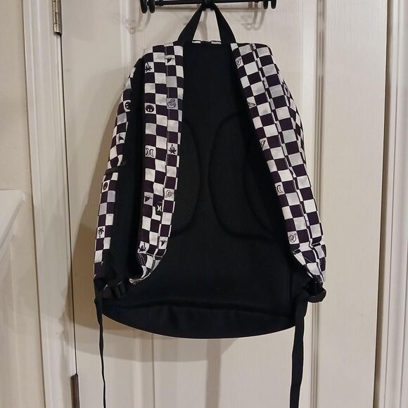 Hurley One & Only backpack Black White Checkerboard Neon Yellow Graphic - Picture 4 of 7